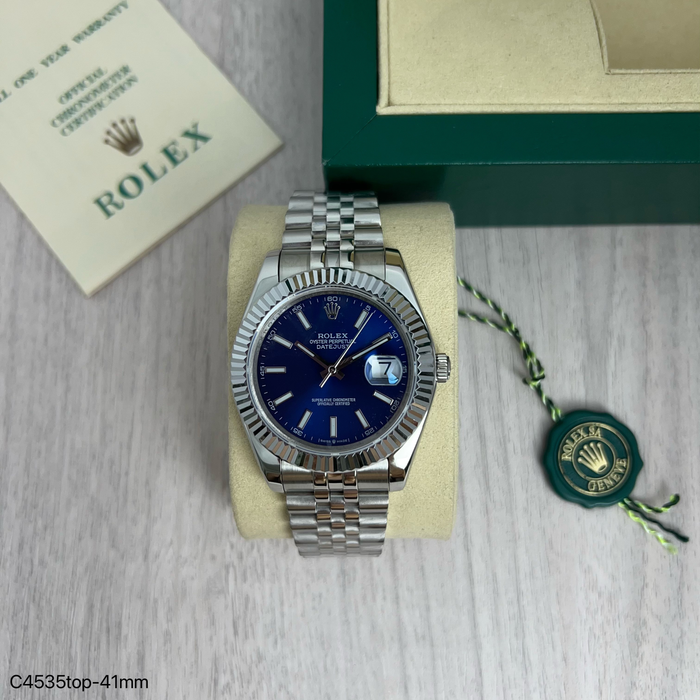 ROLEX DATEJUST PRATA AZUL JUBILEU 41MM