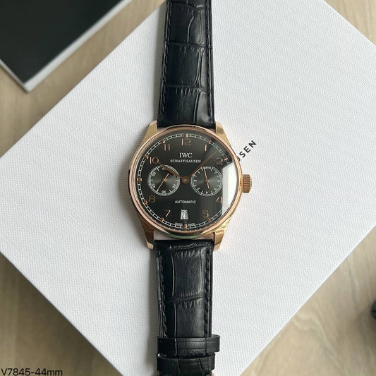 IWC ROSE PRETO COURO AUTOMÁTICO 44MM