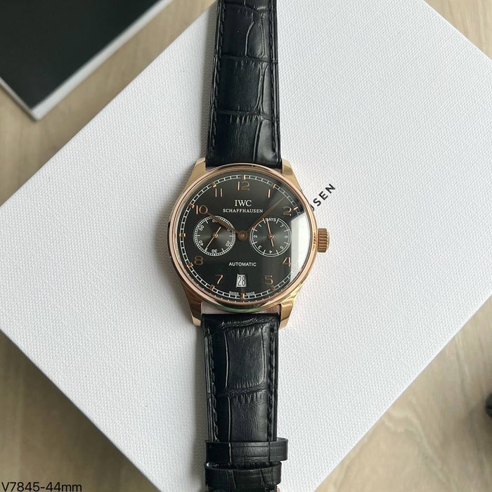 IWC ROSE PRETO COURO AUTOMÁTICO 44MM