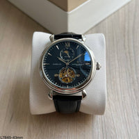 VACHERON CONSTANTIN AUTOMÁTICO PRATA PRETO COURO  45M