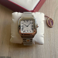 CARTIER SANTOS PRATA BRANCO 40MM X 47MM