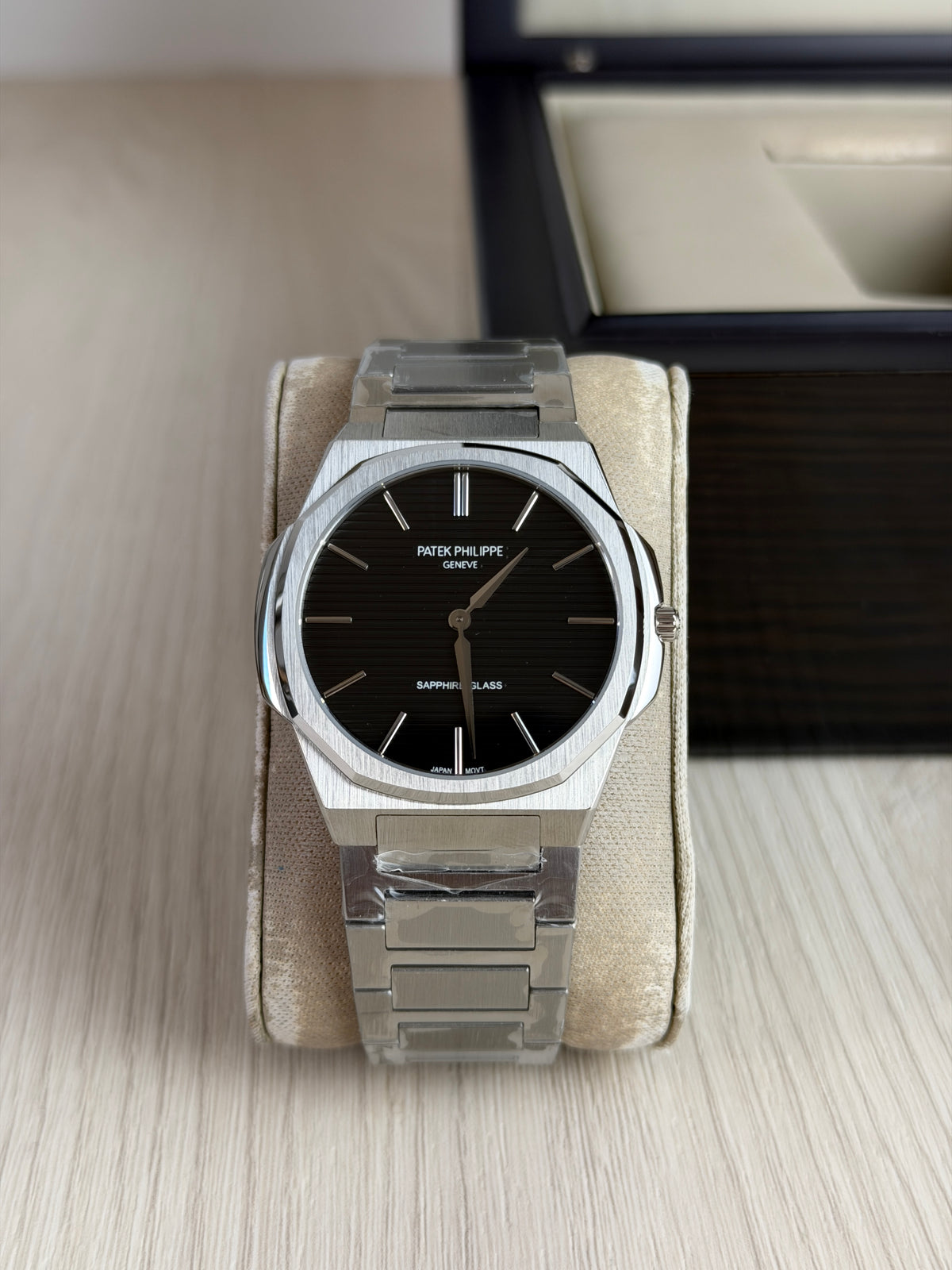 PATEK PHILIPPE MOEDA SLIM PRATA PRETO 42MM