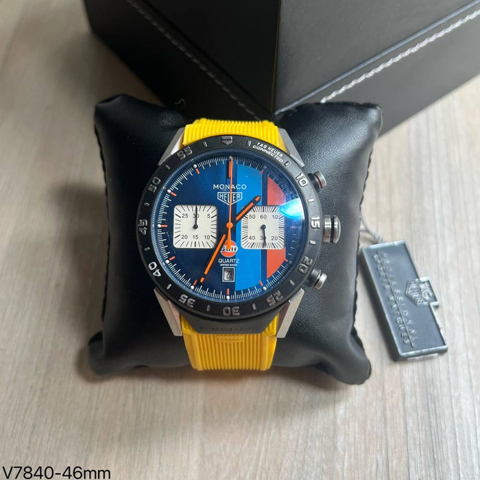 TAG HEUER MONACO PRATA AMARELO 46MM