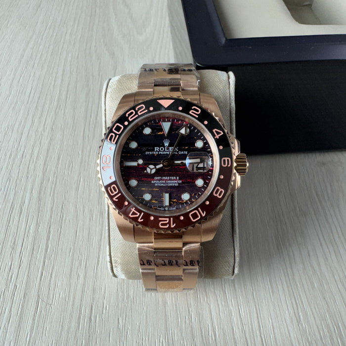 ROLEX GMT MASTER II ROSE PRETO 40MM NOVO