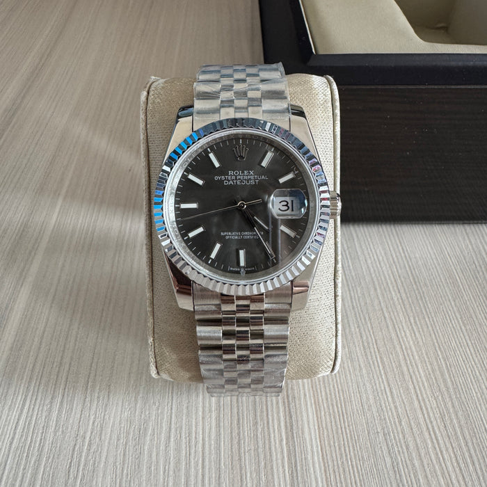 ROLEX DATEJUST PRATA CINZA JUBILEU FEMININO 36MM