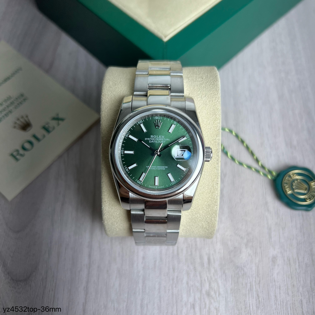 ROLEX DATEJUST PRATA VERDE FEMININO 36MM