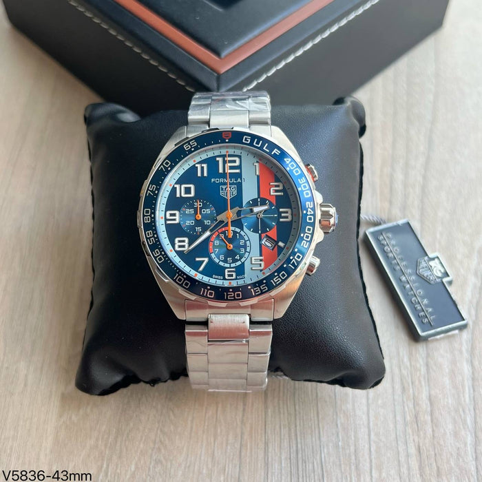 TAG HEUER F1 FORMULA 1 GULF PRATA AZUL 43MM