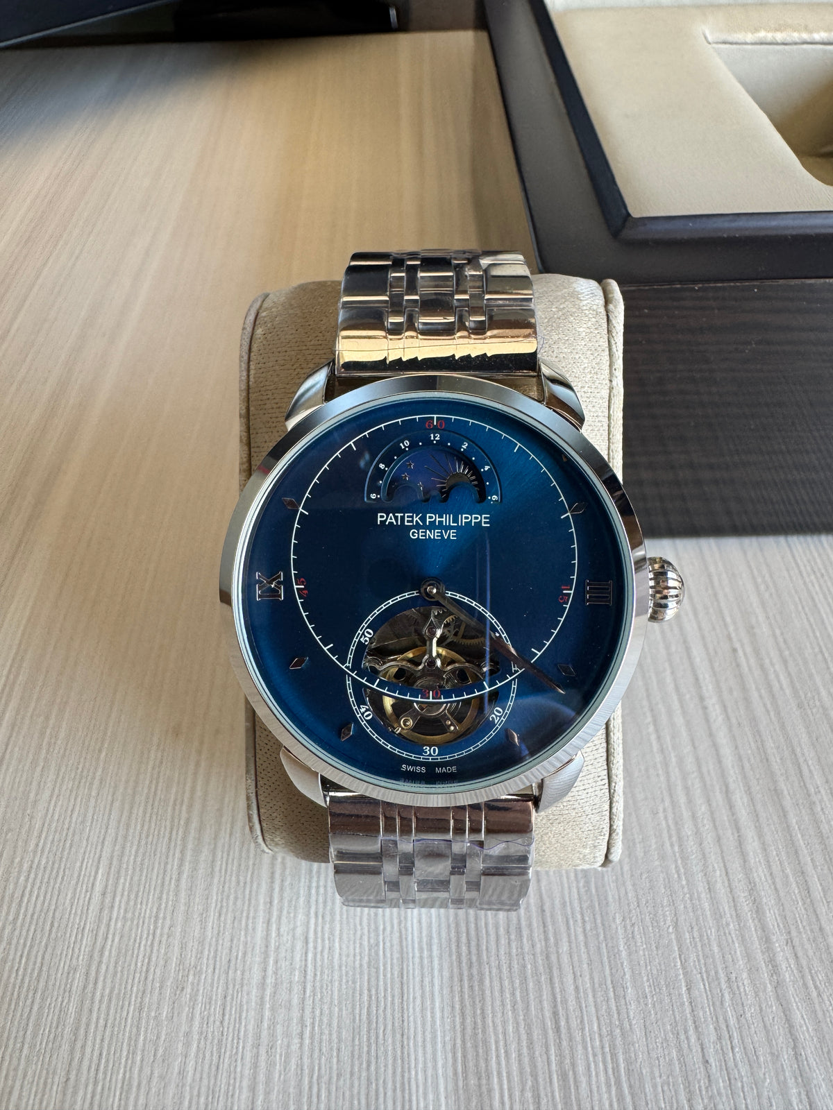 PATEK PHILIPPE PRATA AZUL AUTOMATICO 43MM