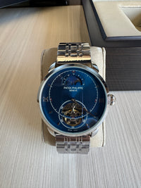 PATEK PHILIPPE PRATA AZUL AUTOMATICO 43MM