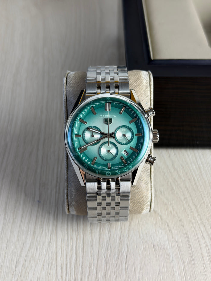TAG HEUER CARRERA PRATA VERDE 41MM