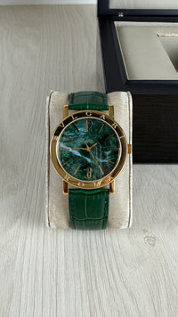 BVLGARI ROMA DOURADO VERDE COURO AUTOMATICO 38MM