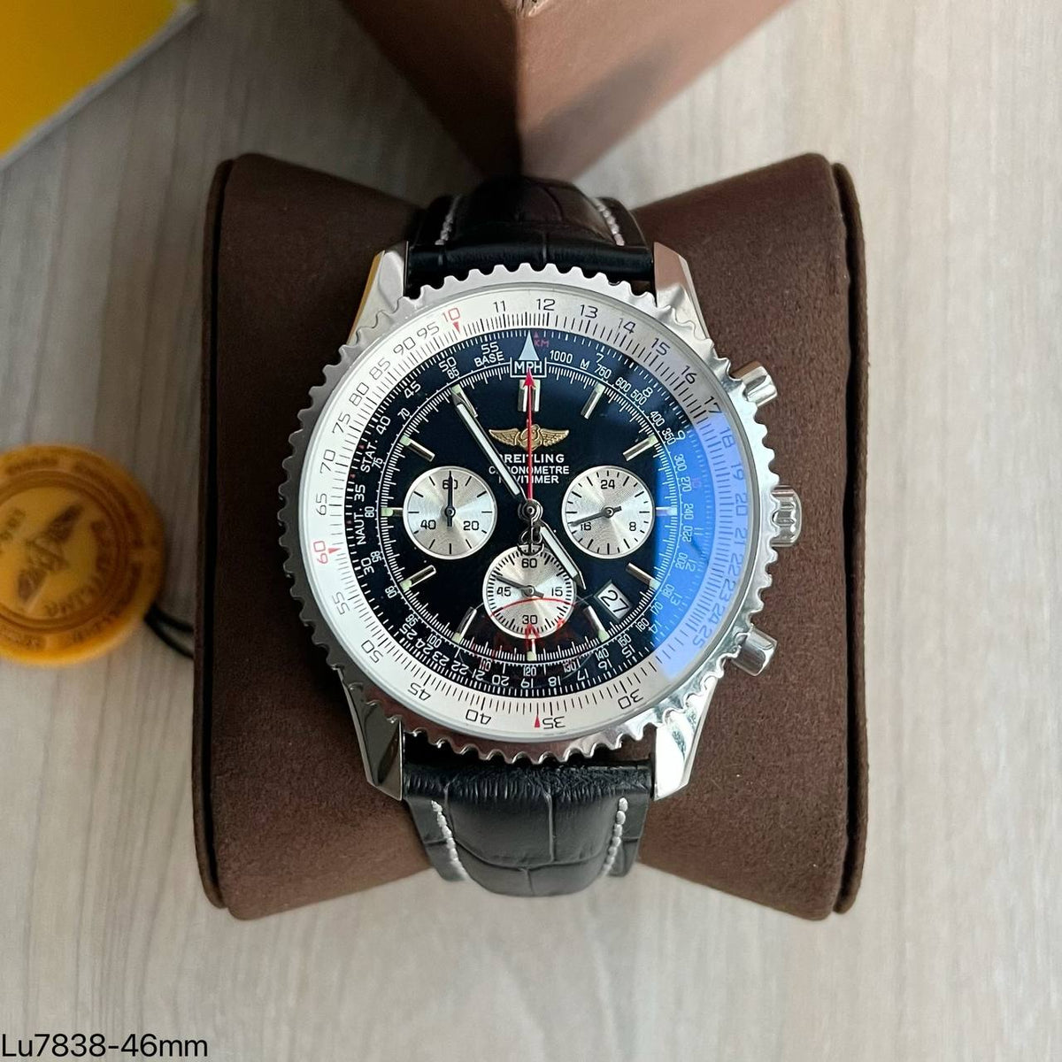 BREITLING NAVITIMER PRETO COURO 46MM