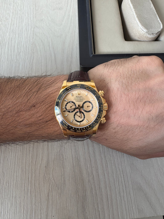ROLEX DAYTONA DOURADO  COURO + BORRACHA 40MM