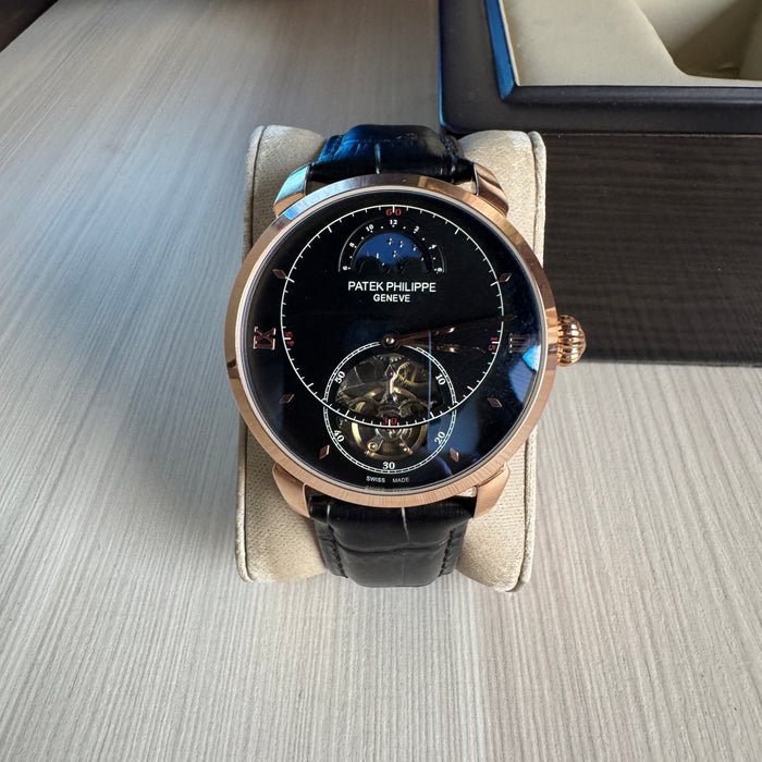 PATEK PHILIPPE ROSE PRETO COURO AUTOMATICO 43MM