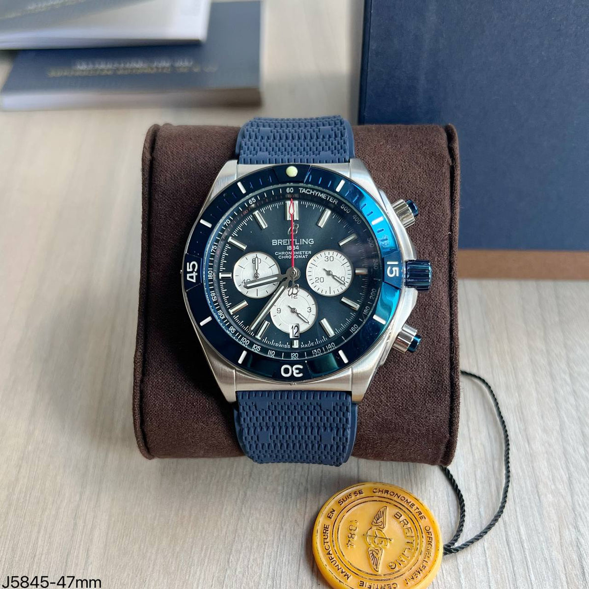 BREITLING CHRONOMAT PRATA AZUL 45MM