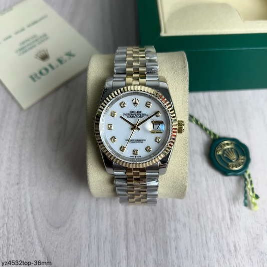ROLEX DATEJUST MISTO DOURADO FEMININO BRILHANTES 36MM