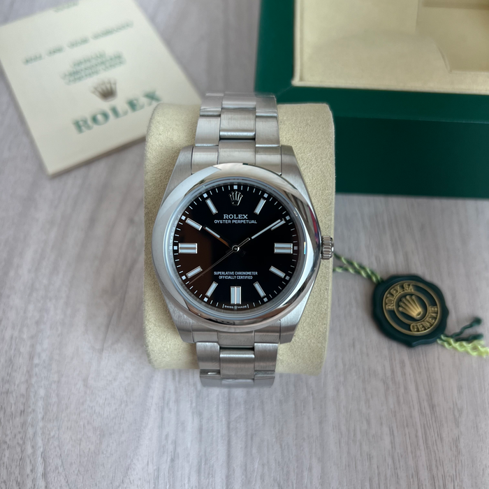 ROLEX OYSTER PERPETUAL PRATA PRETO 41MM