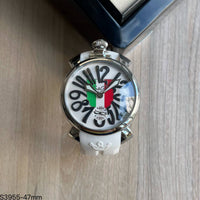 GAGA MILANO PRATA BRANCO BORRACHA 47MM