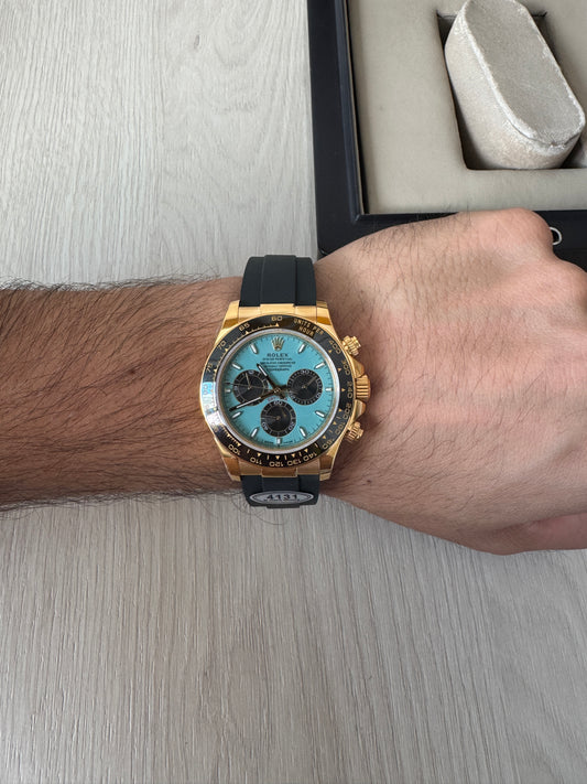 ROLEX DAYTONA DOURADO AZUL COURO + BORRACHA 40MM