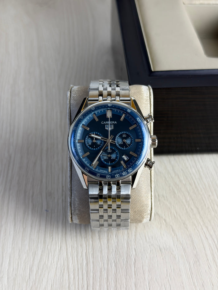 TAG HEUER CARRERA PRATA AZUL 41MM