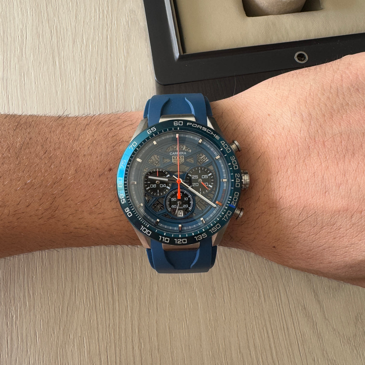 TAG HEUER CARRERA PORSCHE PRATA AZUL 45MM