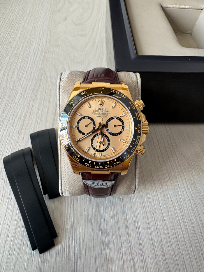 ROLEX DAYTONA DOURADO  COURO + BORRACHA 40MM