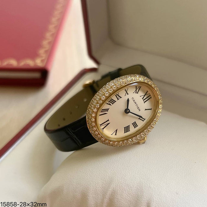 CARTIER BAIGNOIRE BRILHANTES COURO 32MM FEMININO