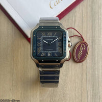 CARTIER SANTOS PRATA AZUL 40MM X 47MM