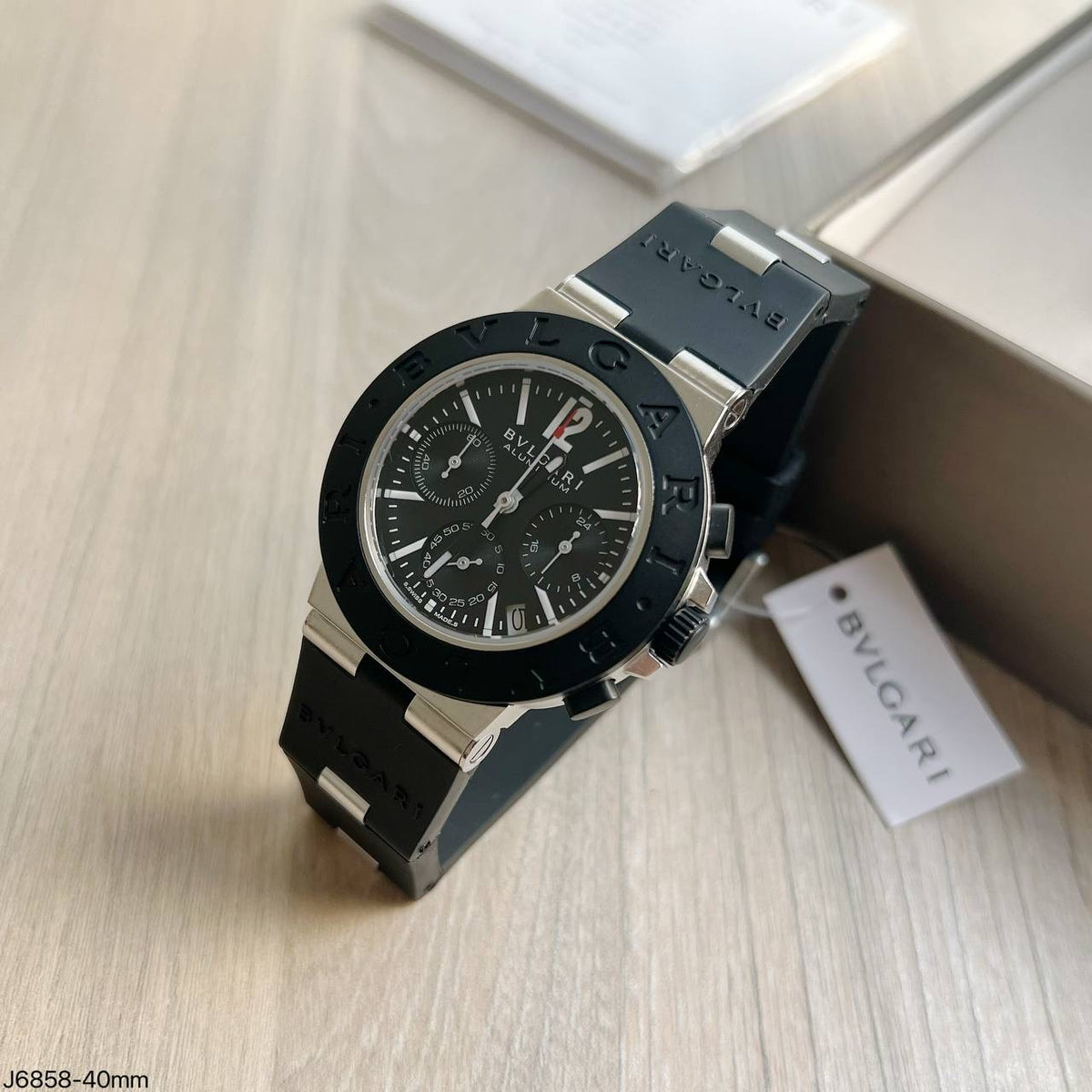 BVLGARI ALUMINIUM PRATA PRETO 40MM