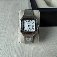 CARTIER SANTOS PRATA BRANCO 36MM X 44MM