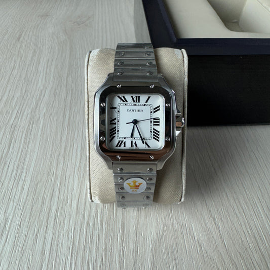 CARTIER SANTOS PRATA BRANCO 36MM X 44MM