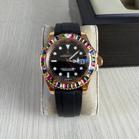 ROLEX YACHT MASTER BRILHANTES ROSE BORRACHA 40MM