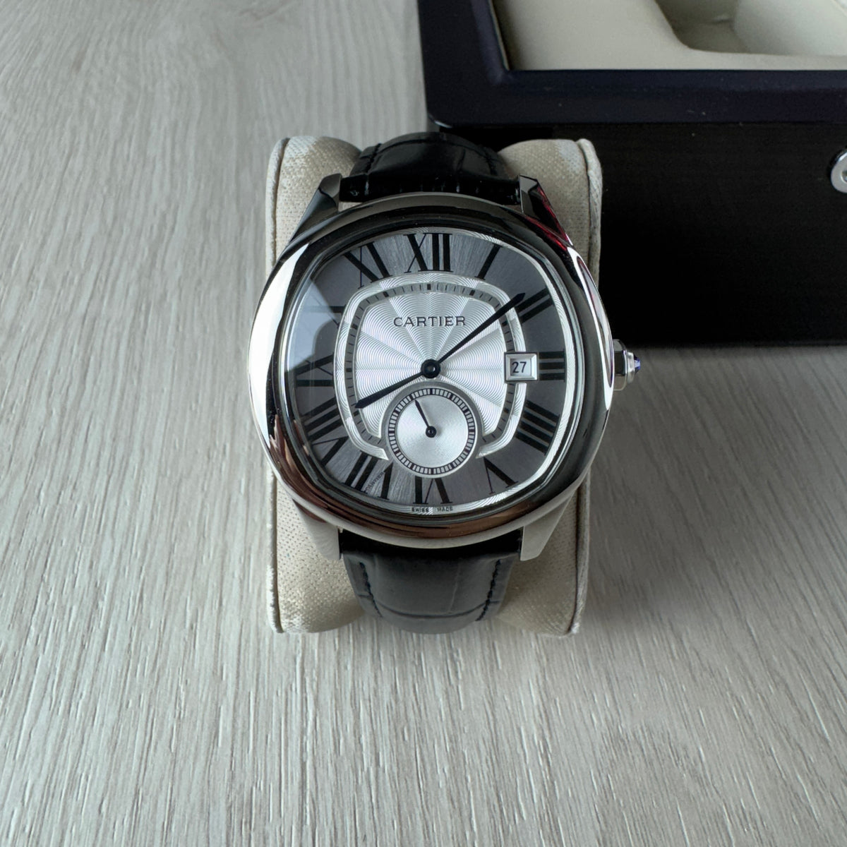 CARTIER DRIVE PRATA BRANCO COURO 41MM