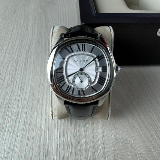 CARTIER DRIVE PRATA BRANCO COURO 41MM