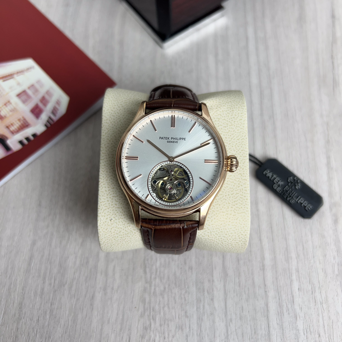 PATEK PHILIPPE ROSE COURO AUTOMATICO 43MM