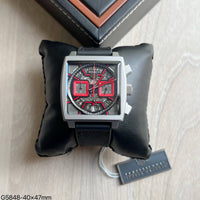 TAG HEUER MONACO PRATA VERMELHO BORRACHA 40MM