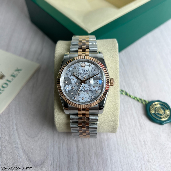 ROLEX DATEJUST MISTO ROSE BRANCO FEMININO 36MM