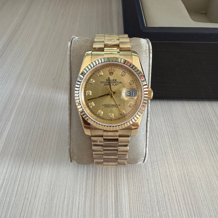 ROLEX DATEJUST DOURADO BRILHANTES FEMININO 36MM