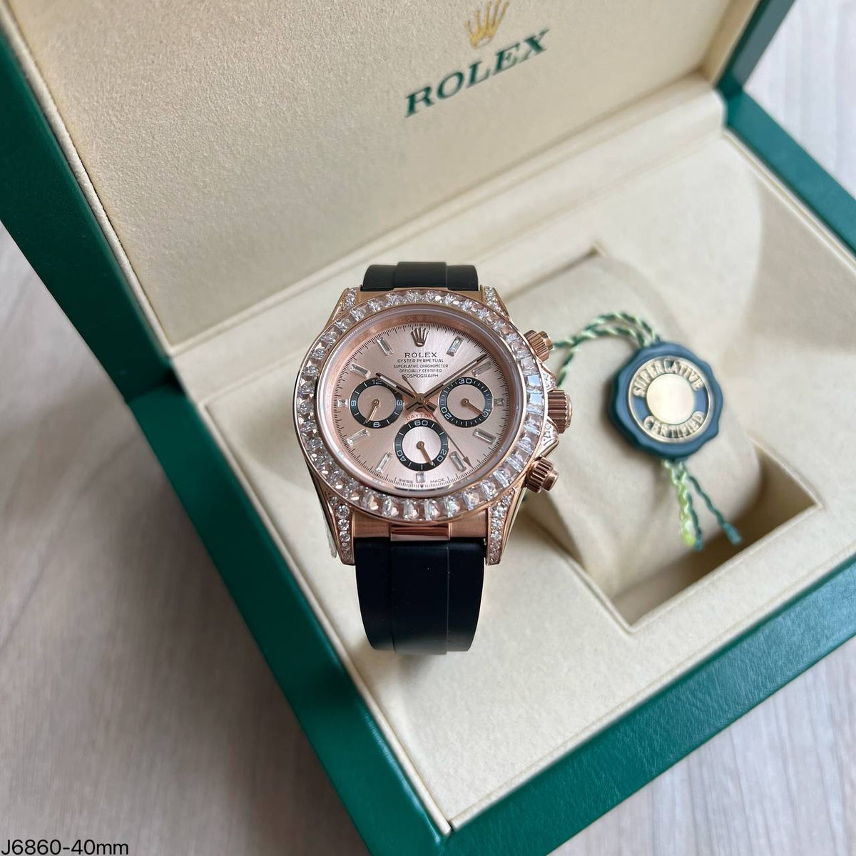 ROLEX DAYTONA BRILHANTES ROSE BORRACHA 40MM