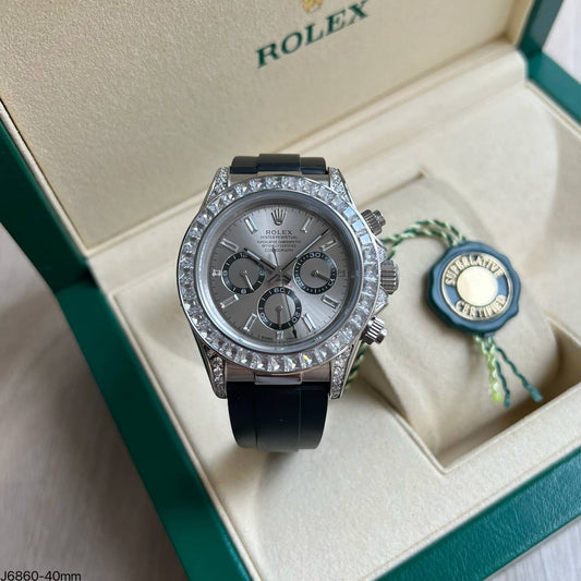 ROLEX DAYTONA BRILHANTES PRATA  BORRACHA 40MM