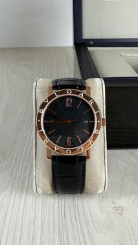 BVLGARI ROMA ROSE PRETO COURO AUTOMATICO 38MM