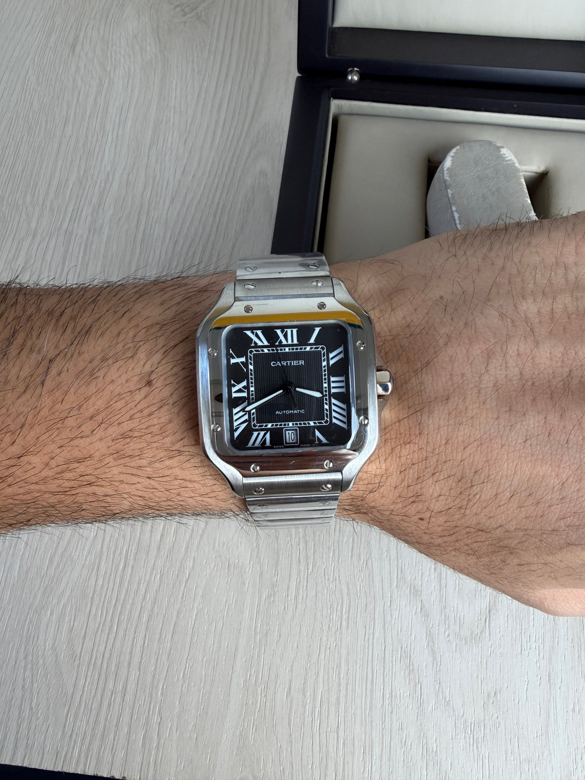 CARTIER SANTOS PRATA PRETO 40MM X 47MM