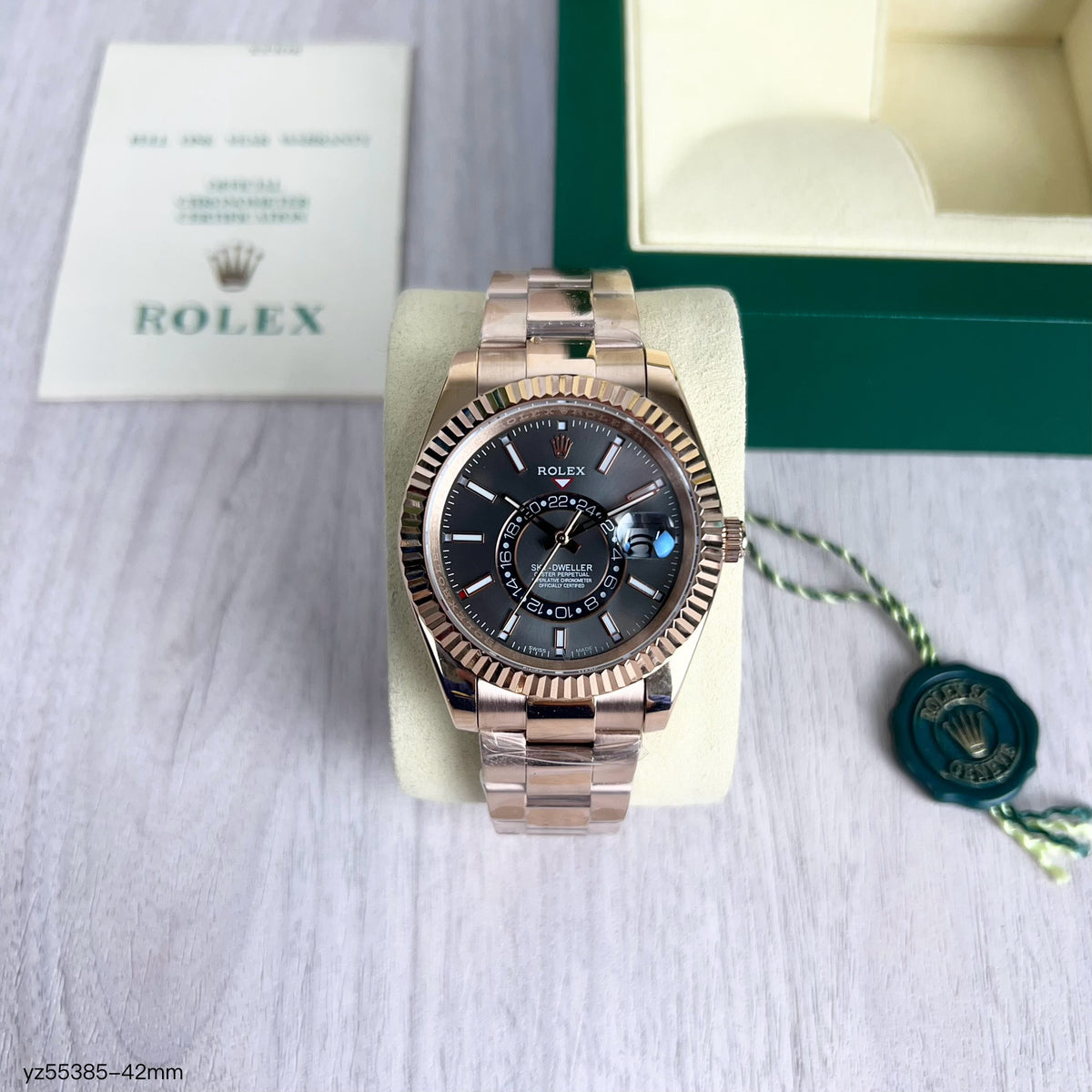 ROLEX SKY DWELLER ROSE CINZA 42MM