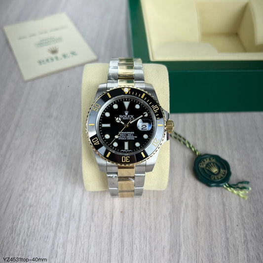 ROLEX SUBMARINER MISTO DOURADO PRETO 40MM